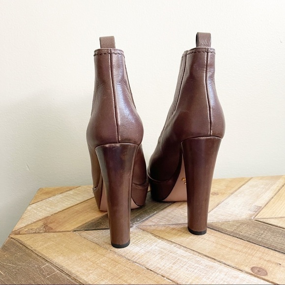 Prada Brown Leather Chunky Ankle Boots - Picture 9 of 15